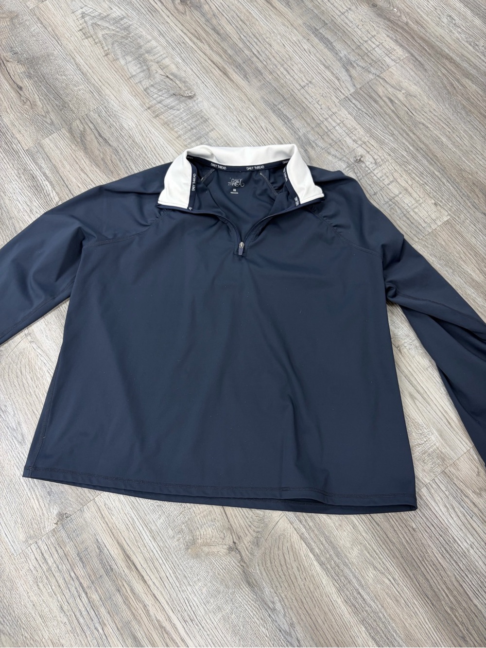 Men's Lightweight Navy Quarter-Zip Shirt Jacket with White Contrast Collar